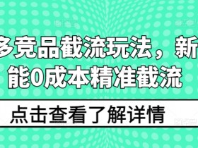 拼多多竞品截流玩法，新手也能0成本精准截流