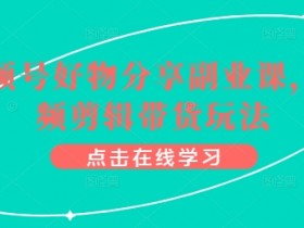 视频号好物分享副业课，视频剪辑带货玩法