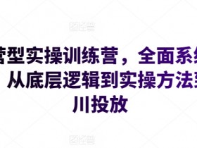 运营型实操训练营，全面系统学习，从底层逻辑到实操方法到千川投放