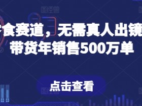 抖音零食赛道，无需真人出镜，直播带货年销售500万单【揭秘】