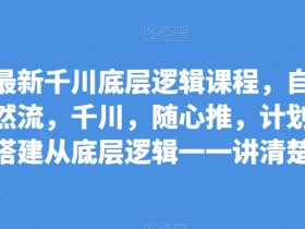 最新千川底层逻辑课程，自然流，千川，随心推，计划搭建从底层逻辑一一讲清楚