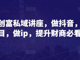 财商创富私域讲座，做抖音，做项目，做ip，提升财商必看