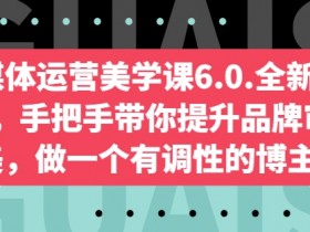 自媒体运营美学课6.0.全新升级，手把手带你提升品牌审美，做一个有调性的博主