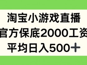淘宝小游戏直播，官方保底2000工资，平均日入500+【揭秘】