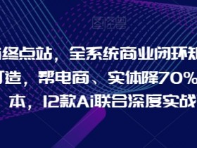 Ai终点站，全系统商业闭环矩阵打造，帮电商、实体降70%成本，12款Ai联合深度实战