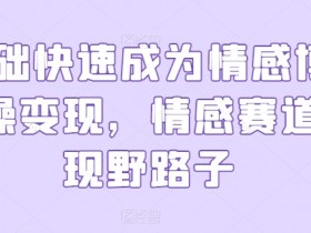 0基础快速成为情感博主实操变现，情感赛道变现野路子