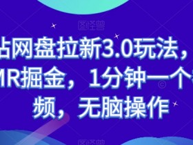 B站网盘拉新3.0玩法，ASMR掘金，1分钟一个视频，无脑操作【揭秘】