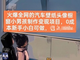 火爆全网的汽车壁纸头像橱窗小男孩制作变现项目，0成本新手小白可做