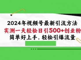 2024年视频号最新引流方法，实测一天轻松日引100+创业粉，简单好上手，轻松引爆流量【揭秘】