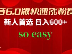 抖音6.0版快速涨粉赛道，新人首选，跟着我的操作步骤，相信你也可以【揭秘】