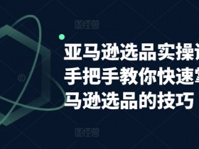 亚马逊选品实操课程，手把手教你快速掌握亚马逊选品的技巧