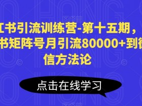 小红书引流训练营-第十五期，小红书矩阵号月引流80000+到微信方法论