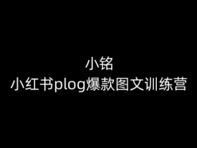 小铭-小红书plog爆款图文训练营，教你从0-1做小红书