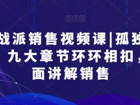 实战派销售视频课|孤独九剑，九大章节环环相扣，全面讲解销售