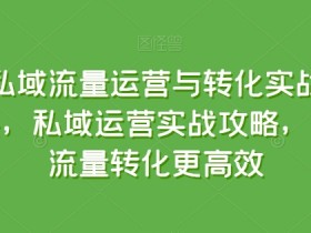 私域流量运营与转化实战课，私域运营实战攻略，让流量转化更高效