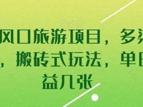 暑假风口旅游项目，多渠道变现，搬砖式玩法，单日收益几张【揭秘】