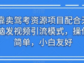 靠卖驾考资源项目配合无脑发视频引流模式，操作简单，小白友好【揭秘】
