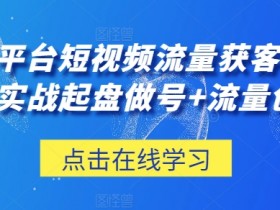 三大平台短视频流量获客，从0-1实战起盘做号+流量创收