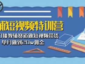 教辅短视频特训营： 素人口播教辅赛道做短视频带货，单月做到20w佣金