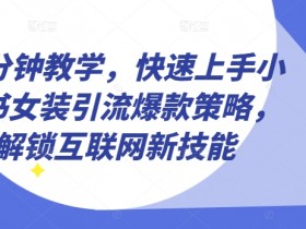 10分钟教学，快速上手小红书女装引流爆款策略，解锁互联网新技能【揭秘】