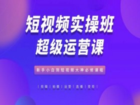 短视频实操班超级运营课，新手小白到短视频大神必修课程