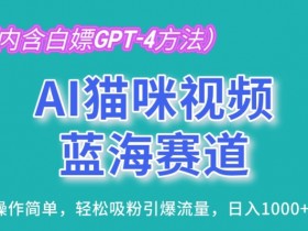 AI猫咪视频蓝海赛道，操作简单，轻松吸粉引爆流量，日入1K【揭秘】