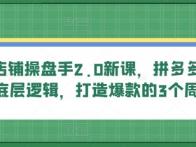 多多店铺操盘手2.0新课，拼多多卖货的底层逻辑，打造爆款的3个周期