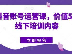 快手抖音账号运营课，价值5980的线下培训内容