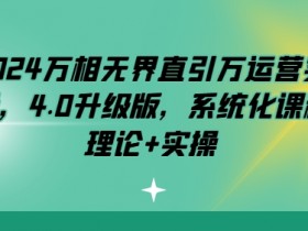 2024万相无界直引万运营实操，4.0升级版，系统化课程 理论+实操