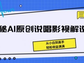 揭秘AI原创说唱影视解说，从小白到高手，轻松收益满满【揭秘】