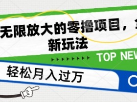 可无限放大的零撸项目，全新玩法，一天单机撸个50+没问题【揭秘】