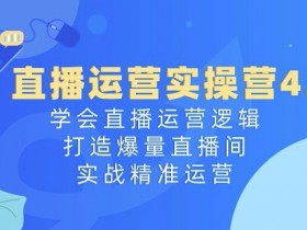 直播运营实操营4.0：学会直播运营逻辑，打造爆量直播间，实战精准运营