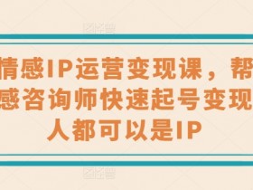 婚恋情感IP运营变现课，帮助心理情感咨询师快速起号变现，人人都可以是IP