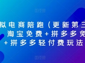 虚拟电商陪跑(更新第三期)，淘宝免费+拼多多免费+拼多多轻付费玩法