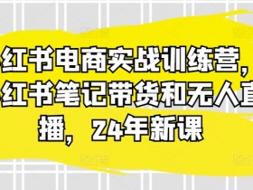 小红书电商实战训练营，小红书笔记带货和无人直播，24年新课