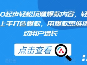 从0起步轻松玩赚爆款内容，轻松上手打造爆款，用爆款思维撬动用户增长