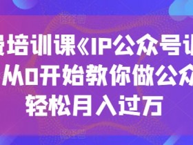 收费培训课《IP公众号训练营》，从0开始教你做公众号，轻松月入过万