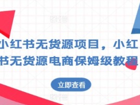 小红书无货源项目，小红书无货源电商保姆级教程【揭秘】