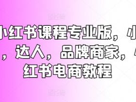 小红书课程专业版，小白，达人，品牌商家，小红书电商教程