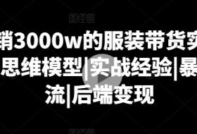 月销3000w的服装带货实战课，思维模型|实战经验|暴力引流|后端变现