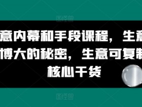 生意内幕和手段课程，生意以小博大的秘密，生意可复制的核心干货