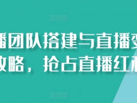 直播团队搭建与直播变现攻略，抢占直播红利