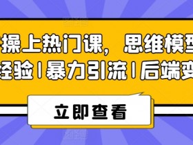 8S实操上热门课，思维模型|实战经验|暴力引流|后端变现