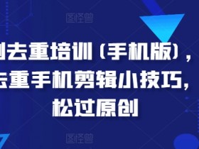 短剧去重培训(手机版)，短剧去重手机剪辑小技巧，轻松过原创