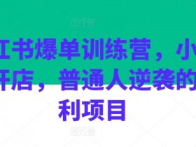 小红书爆单训练营，小红书开店，普通人逆袭的红利项目