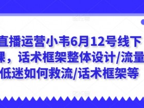 直播运营小韦6月12号线下课，话术框架整体设计/流量低迷如何救流/话术框架等