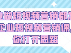 企业做短视频营销都怎么玩?企业短视频营销课，帮你打开思路