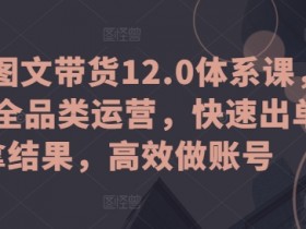 抖音图文带货12.0体系课，主打全品类运营，快速出单拿结果，高效做账号
