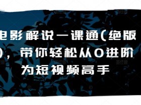 电影解说一课通(绝版)，带你轻松从0进阶为短视频高手