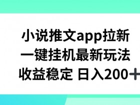 小说推文APP拉新，一键自动运行新玩法，收益稳定日入200+【揭秘】
